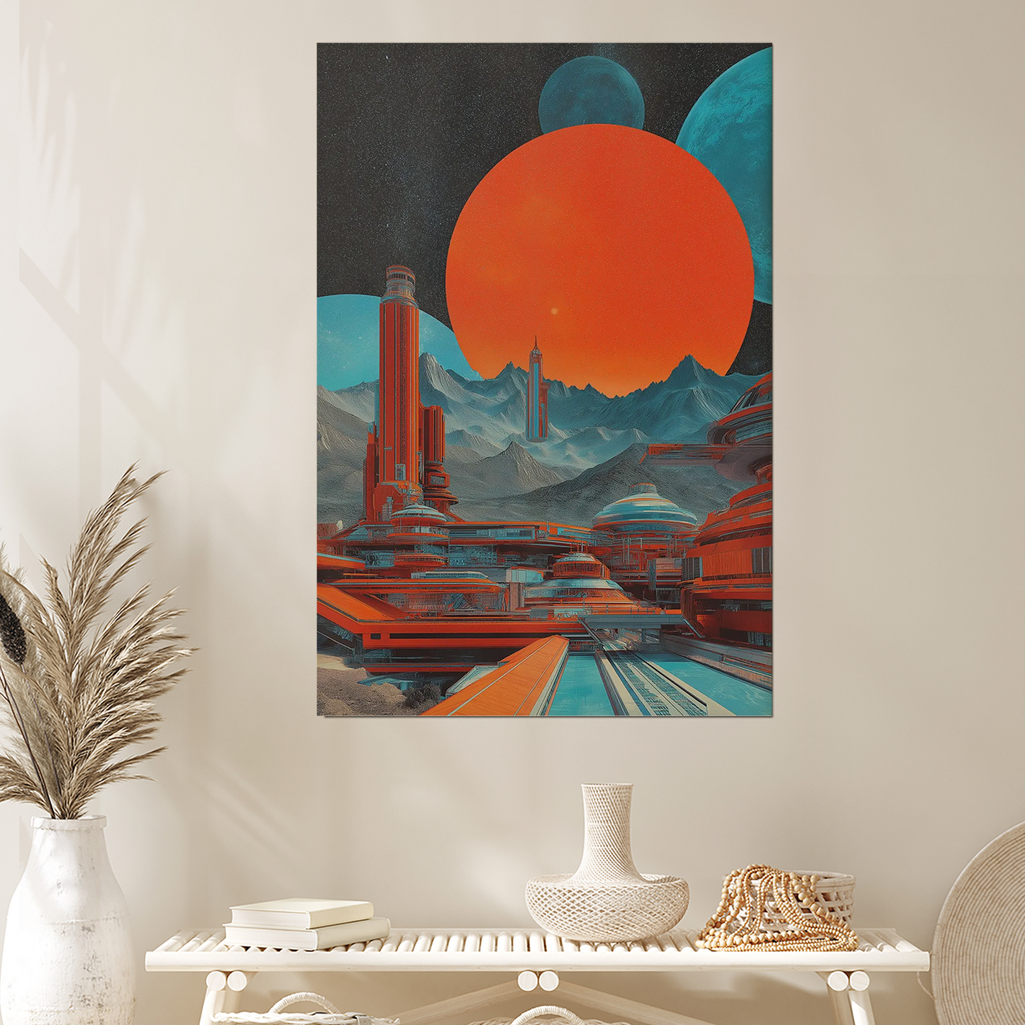 Retro Futuristic City Wall Art - Alien Planet Poster