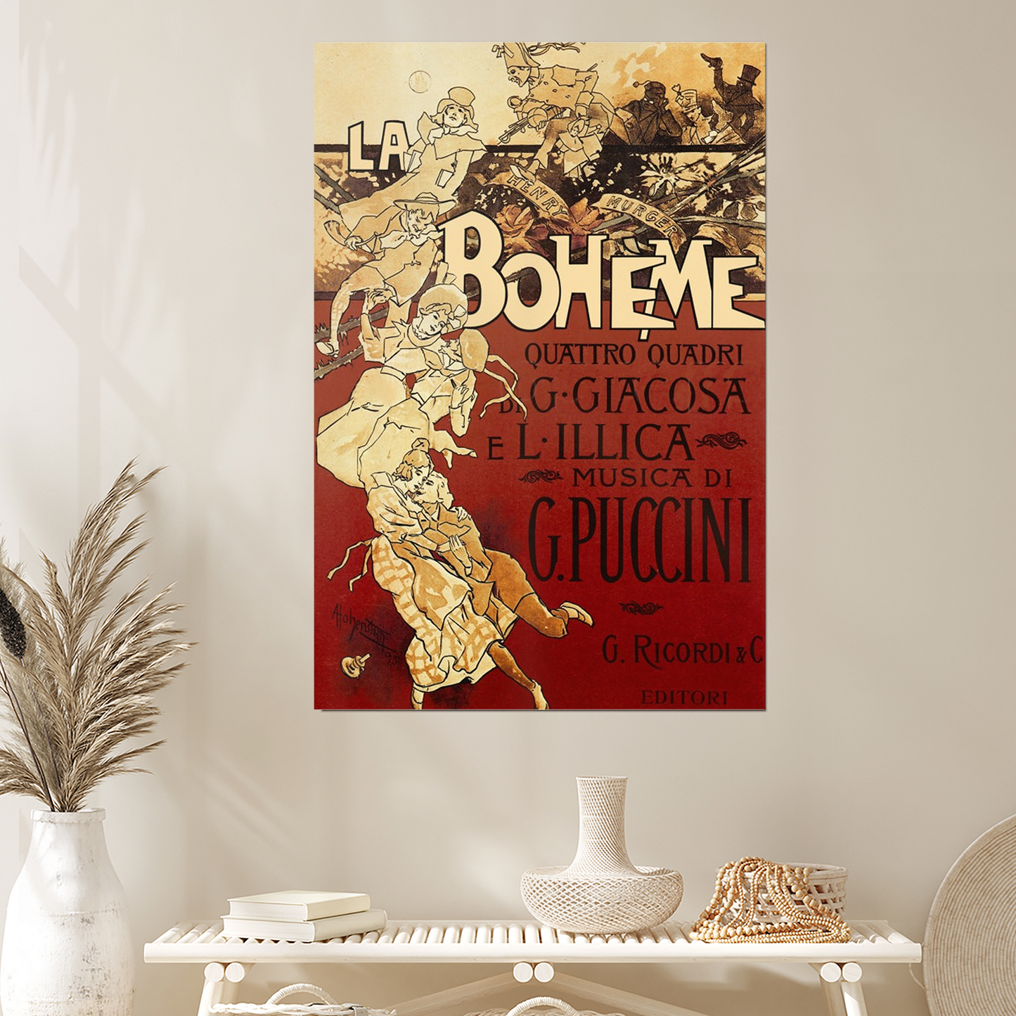 Poster for La Boheme, Opera by Giacomo Puccini, 1895 Giclee Wall Art Poster Size 24''x36''