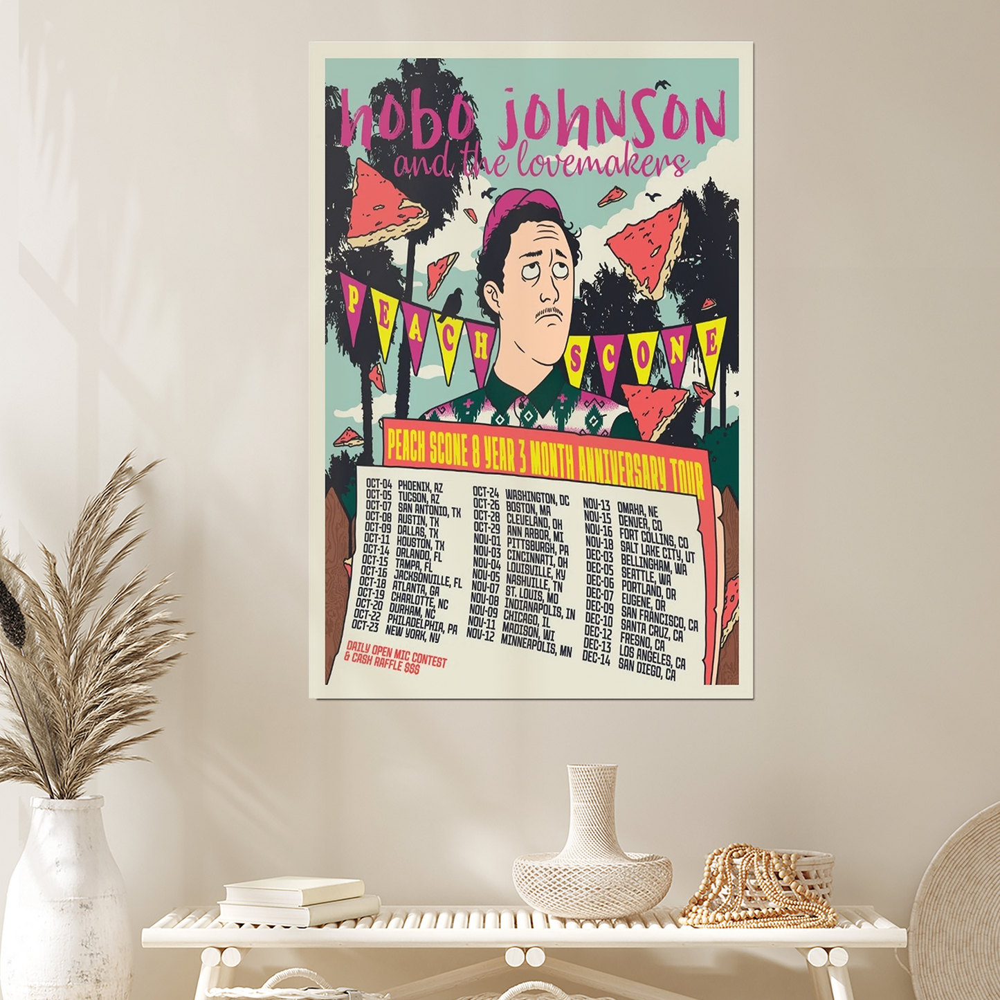 Hobo Johnson Peach Scone Tour Poster 2025 Anniversary Edition Size 24''x36''