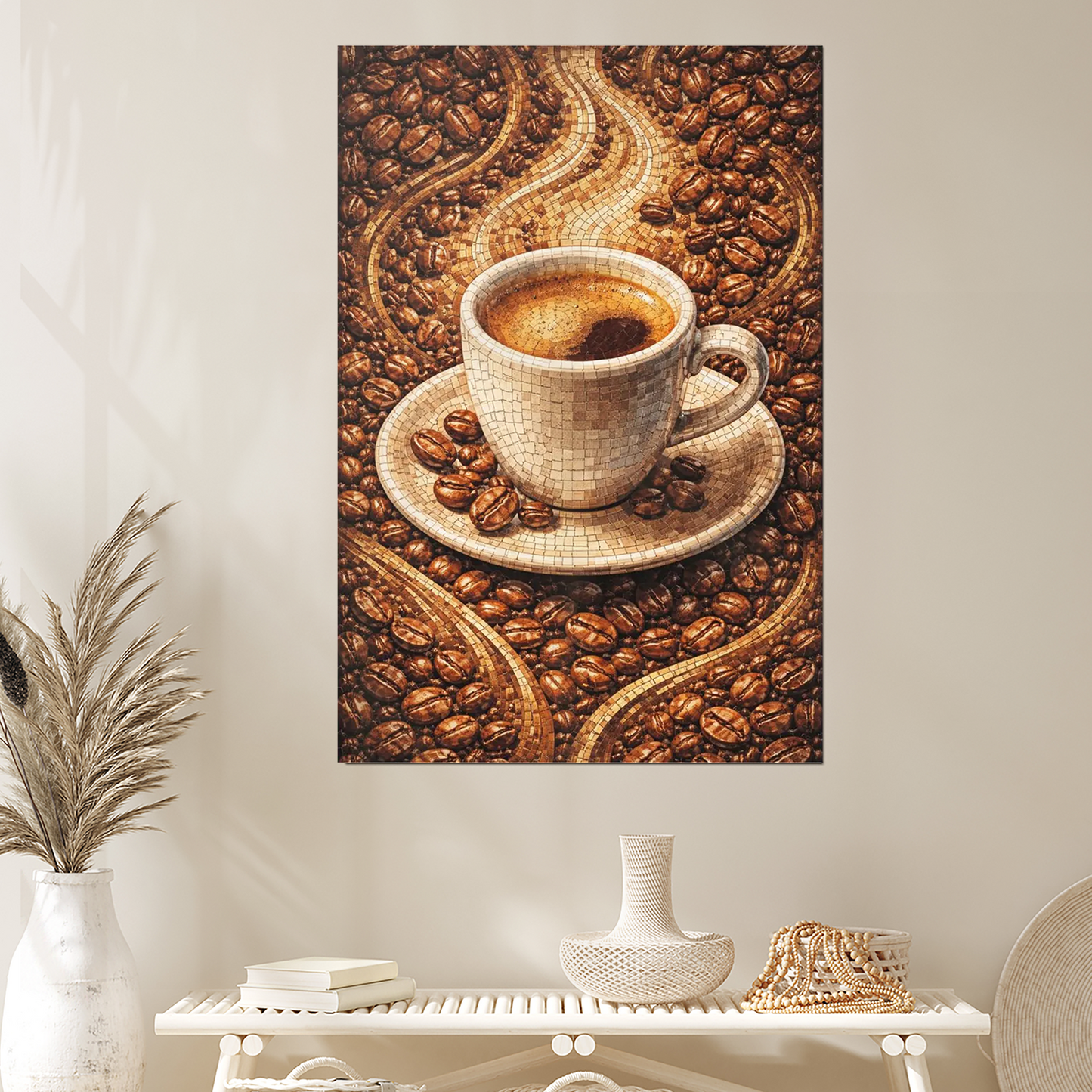 Espresso Mosaic Poster | Coffee Bean Wall Art