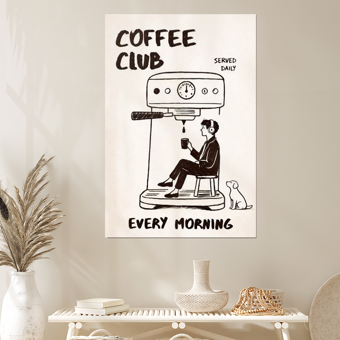 Coffee Club Art Print | Espresso Poster | Blue Kitchen Decor | Cafe Wall Art Style 1