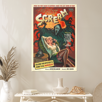 Movie Poster- Vintage Scream Movie Poster, Wes Craven 1966 Film Wall Art Poster Size 24''x36''