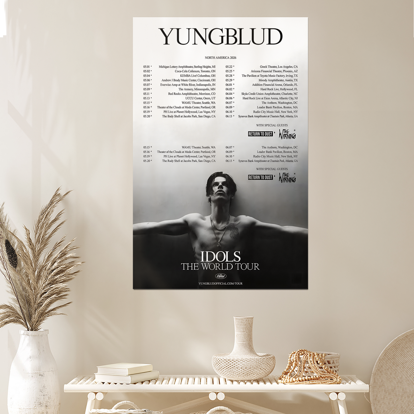 YUNGBLUD the IDOLS world 2026 USA and CANADA Size 24''x36''