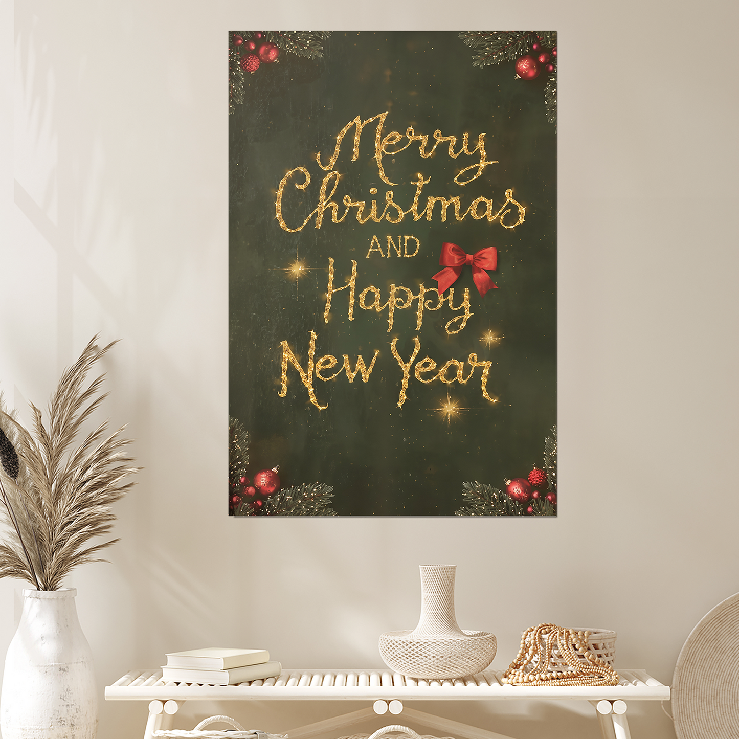 Christmas New Year Sign: Festive Holiday Wall Art Poster, One Sheet Wall Size 24''x36''