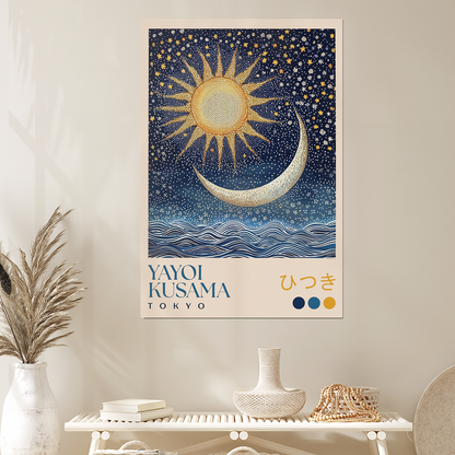 Yayoi Kusama Sun and Moon Print – Abstract Art Poster