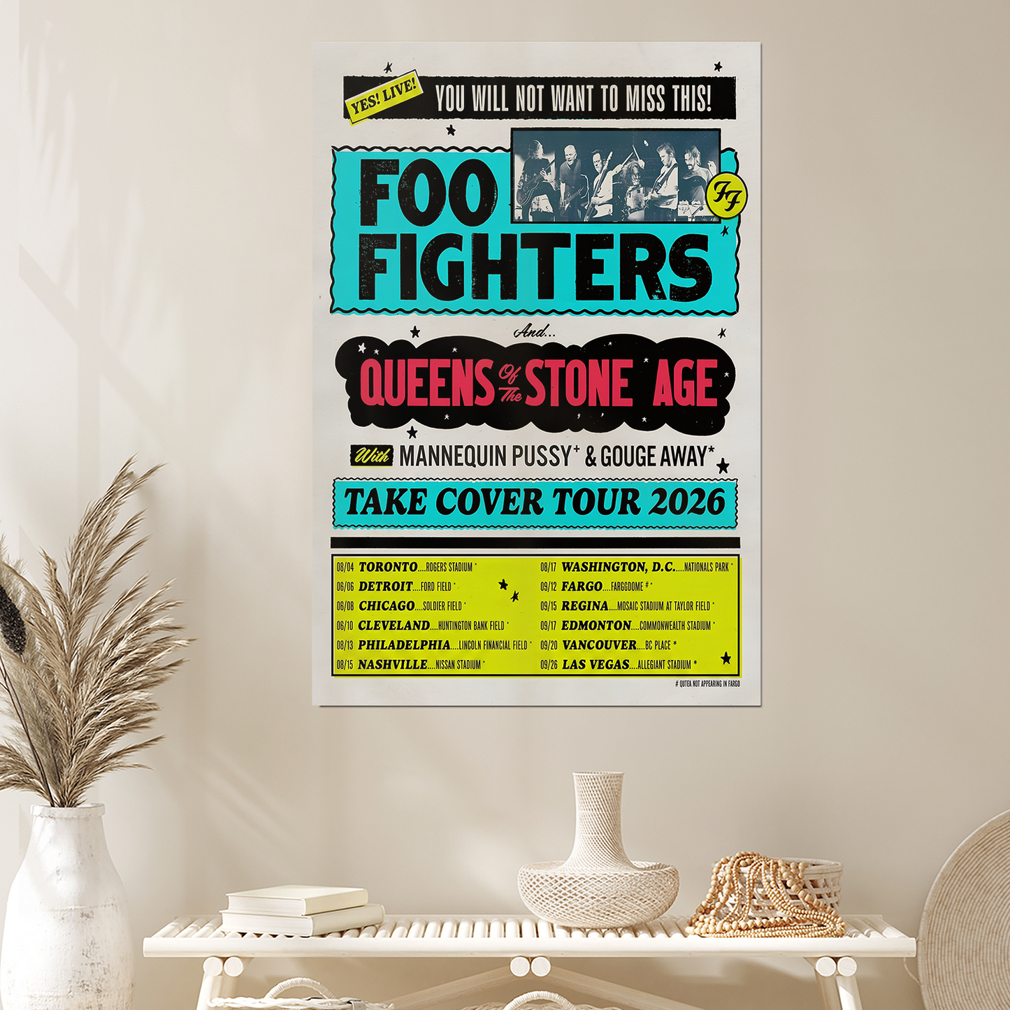 Foo FightersTHE TAKE COVER TOUR 2026 Size 24''x36''