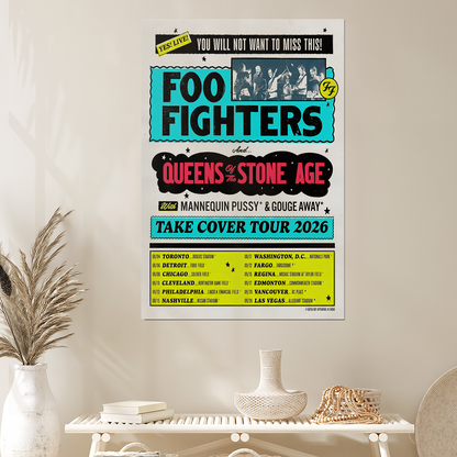 Foo FightersTHE TAKE COVER TOUR 2026 Size 24''x36''