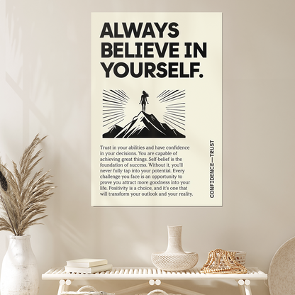 Motivational Typography Poster: Always Believe in Yourself - Office Decor
