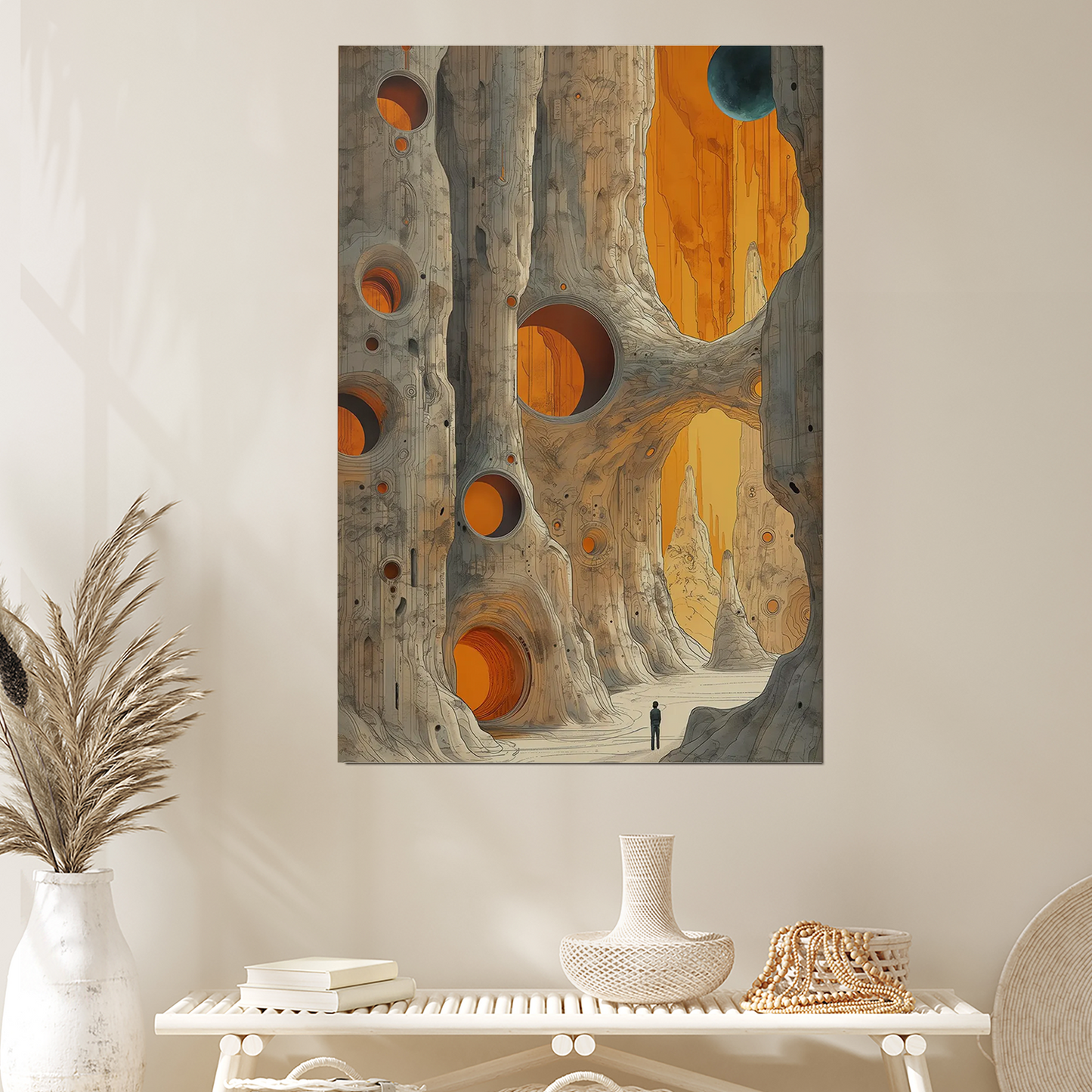 Surreal Sci Fi Canyon Wall Art - Futuristic Alien Poster