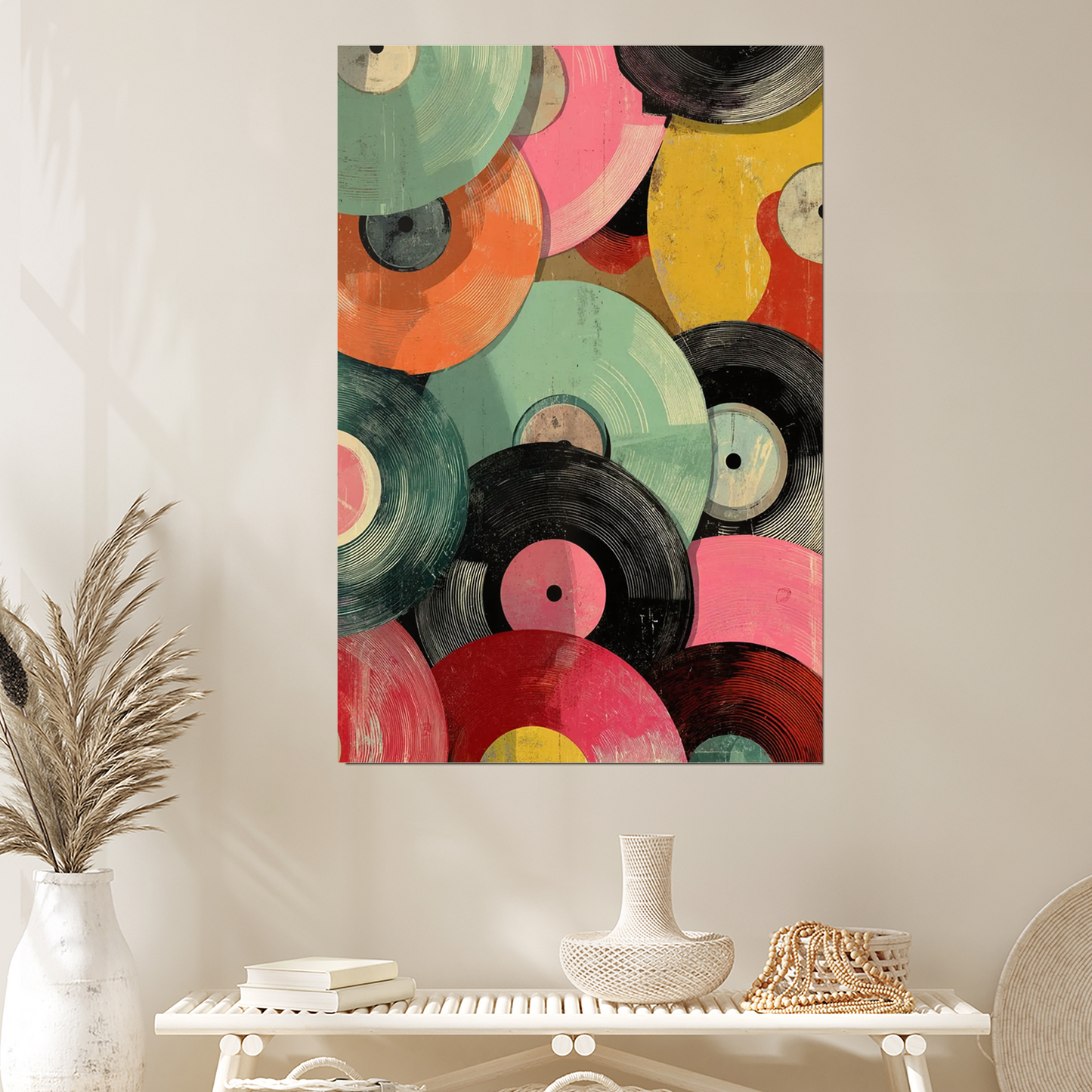 Retro Vinyl Record Cover Art Print: Pastel Pop Poster
