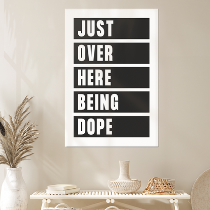 Just Over Here Being Wall Art Printable, Black And White Word Art, Minimalist Typography, Wall Decor Gift