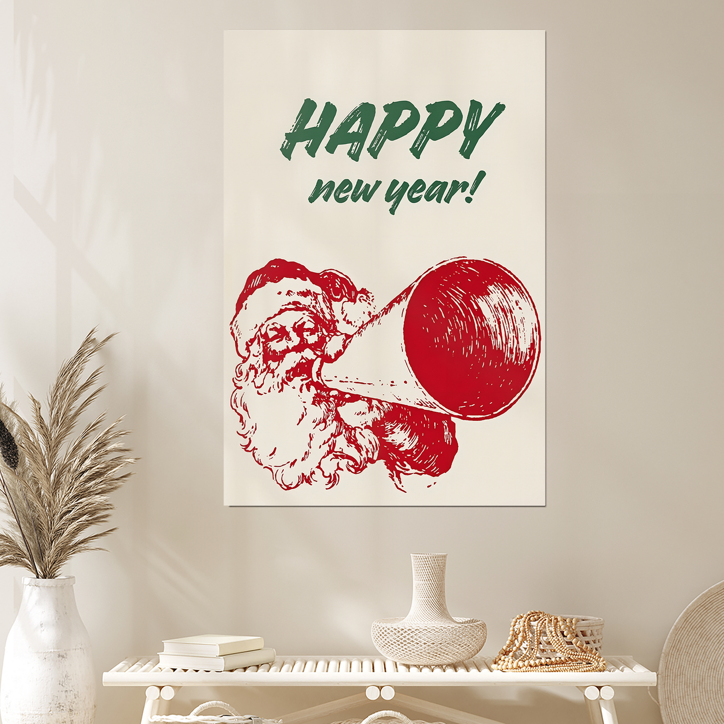 Vintage Santa Claus Happy New Year Poster, One Sheet Wall Size 24''x36''