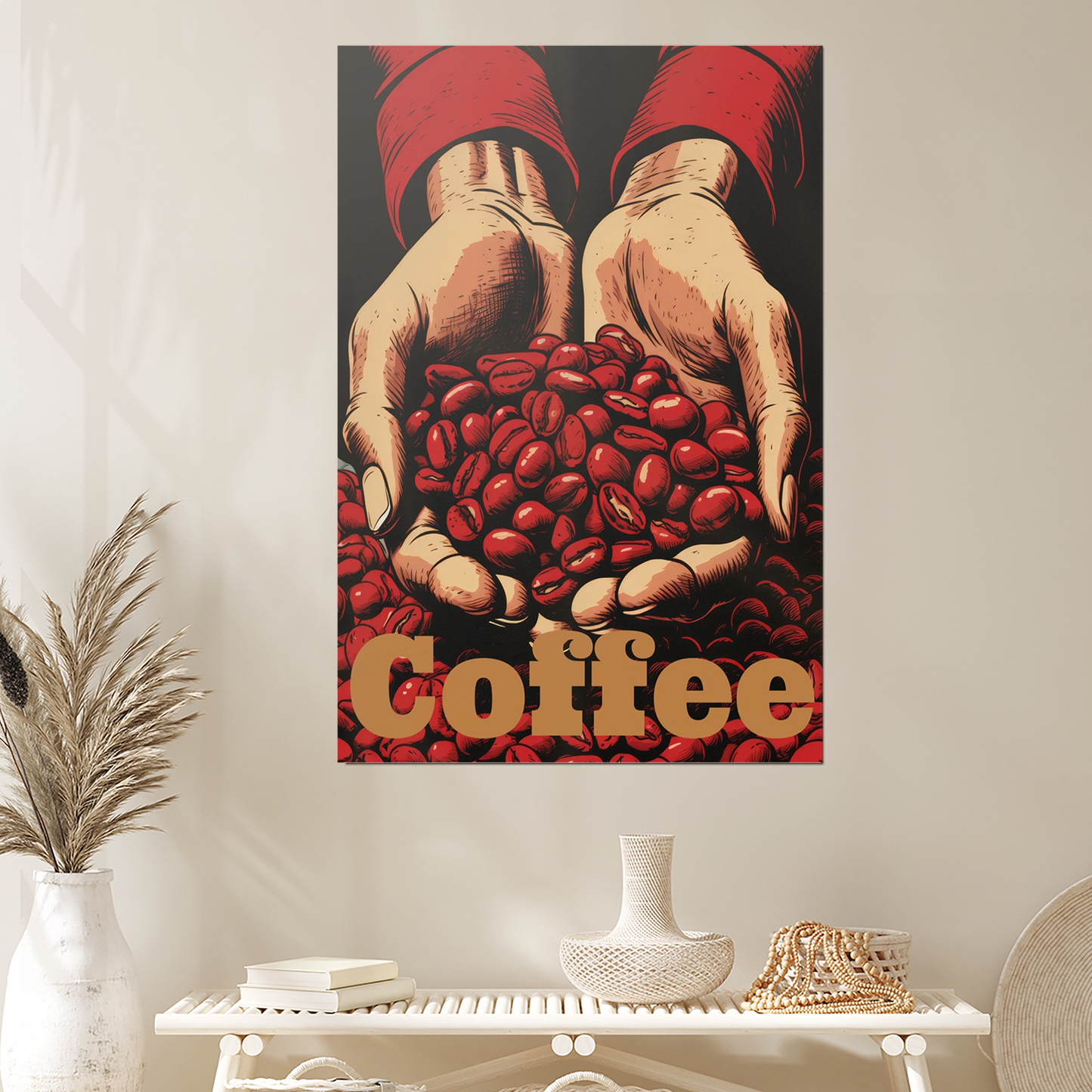 Coffee Beans Wall Art, Hands Holding Coffee Beans Poster