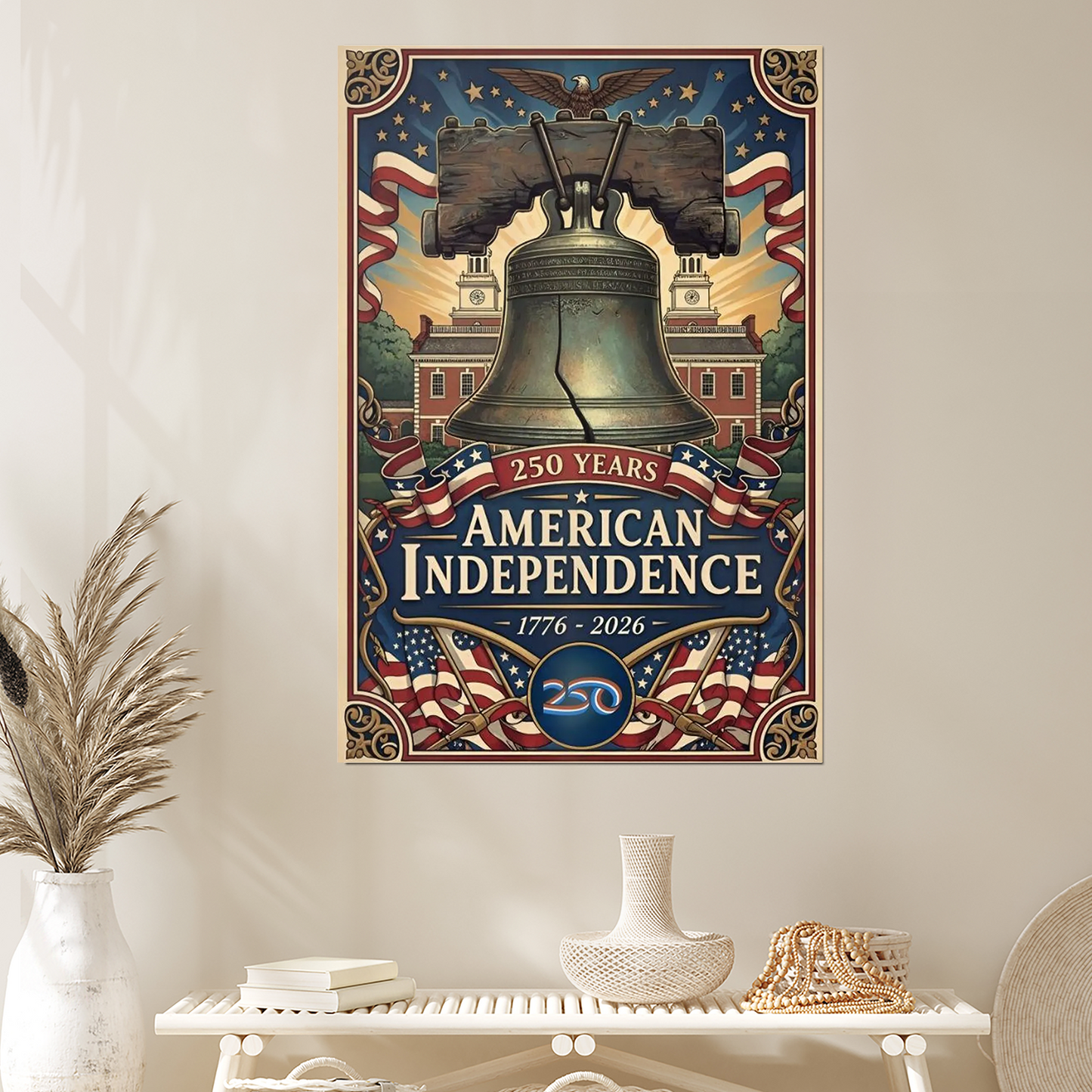 250 Years American Flag Poster, Patriotic Wall Art