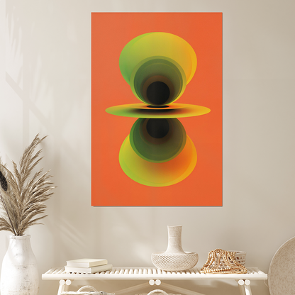 Retro Abstract Wall Art – Vibrant Orange Green Poster | 70s Aesthetic Print for Modern Interiors