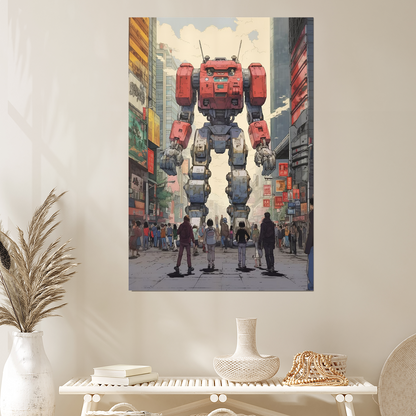 Futuristic Mecha Robot Poster: Cyberpunk Sci-Fi Poster