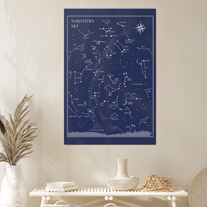 Northern Sky Star Map Print – Constellation Poster, Little Astronomer Set, Sky Map Wall Art