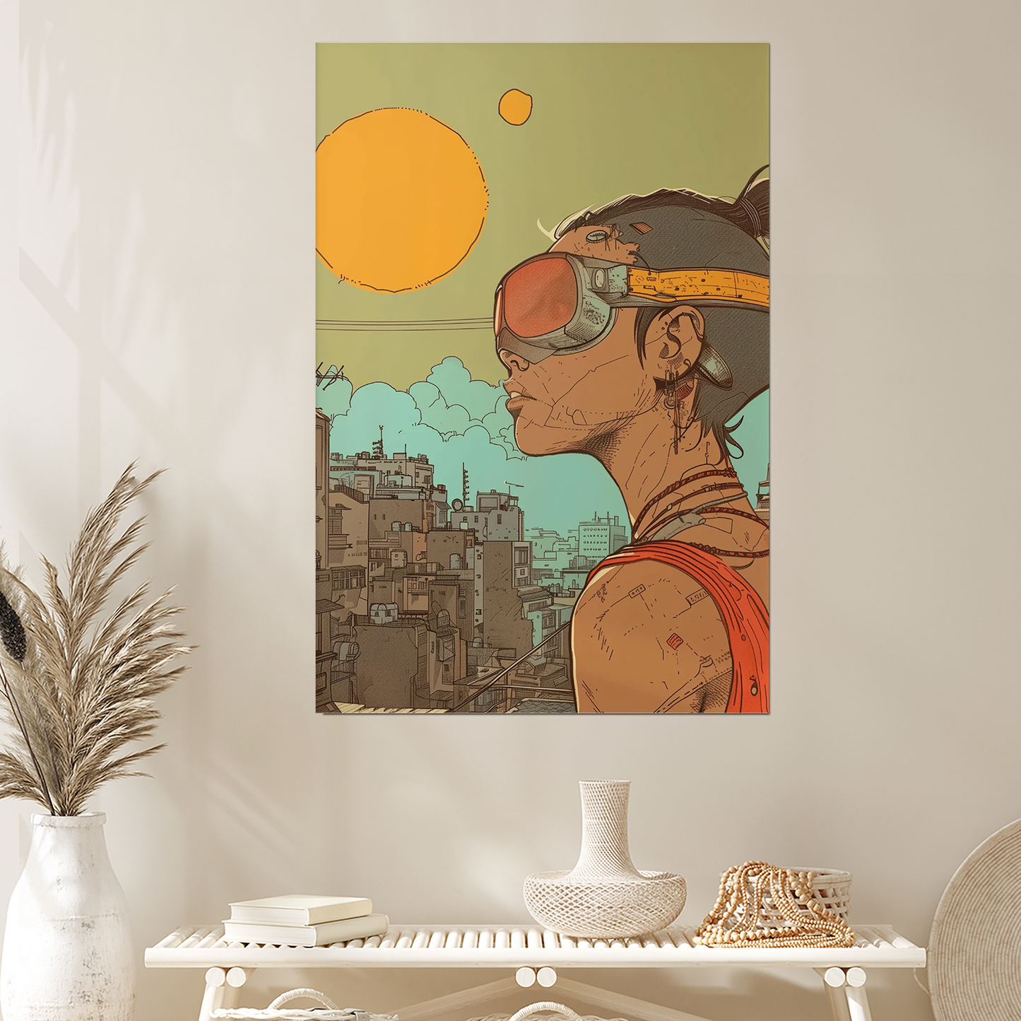 Retro Cyberpunk Futuristic City Poster - Sci-Fi Style Art Print with Urban Vibe