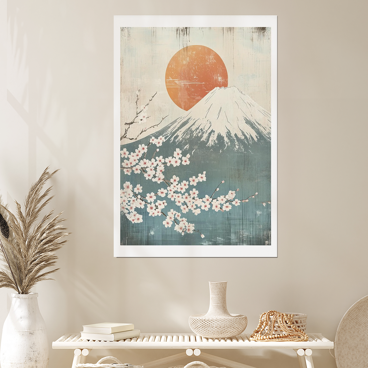 Mount Fuji Print: Japanese Sunrise Landscape Art for Minimalist and Japandi Interiors