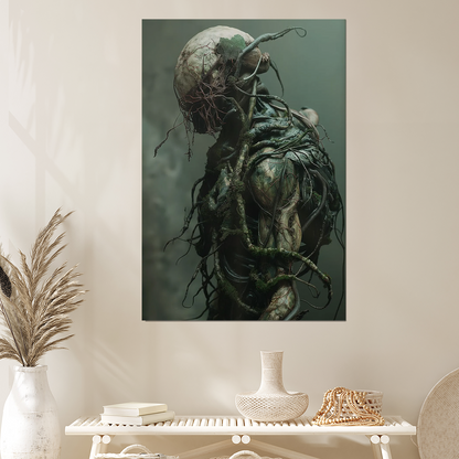 Nature-Machine Hybrid Figure - Biopunk Sci-Fi Wall Art
