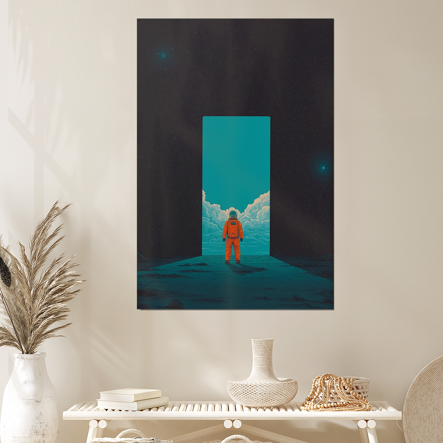 Made it back - Astronaut Portal Wall Art - Surreal Space Doorway - Minimalist Sci Fi Artwork - Sci-Fi Poster