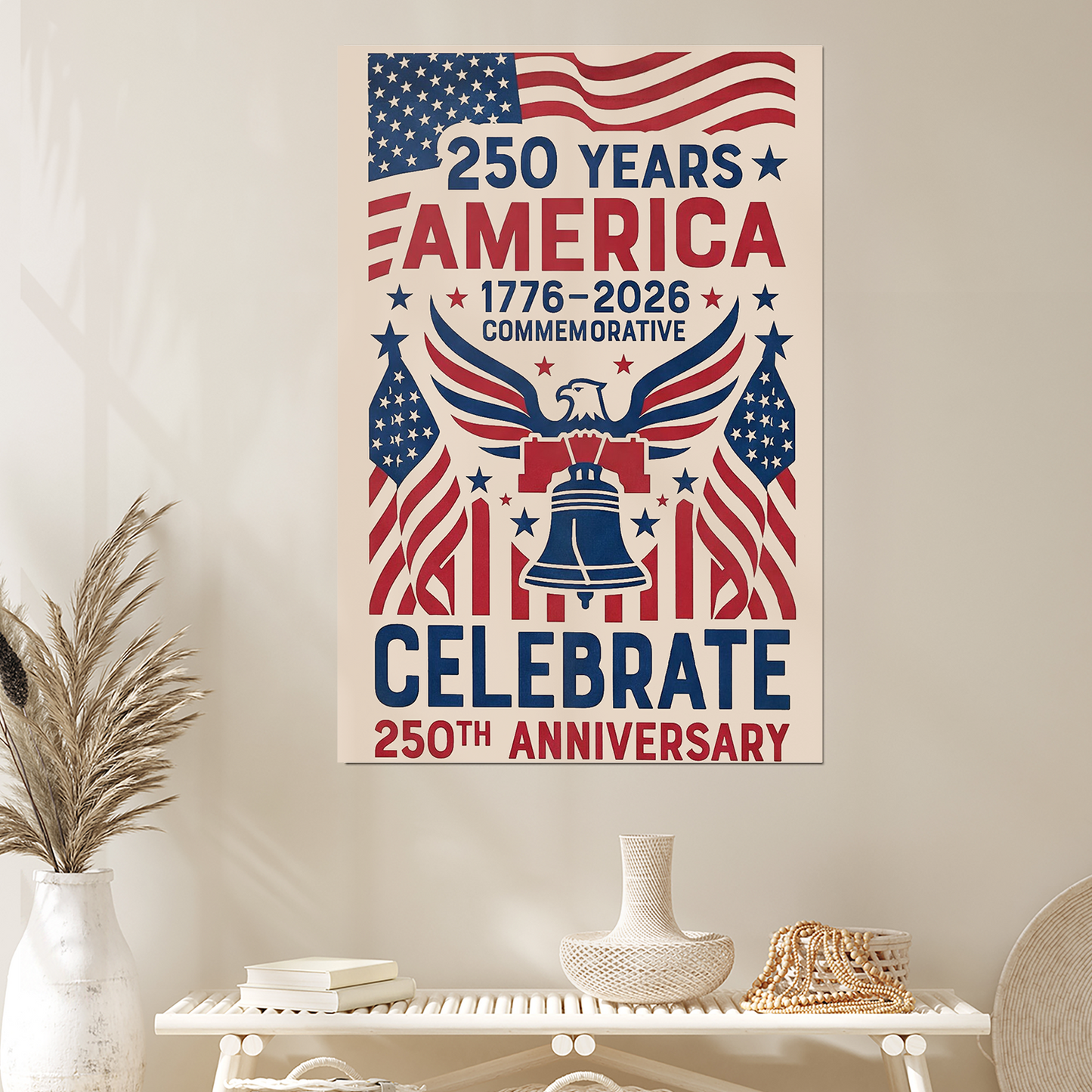 America 250 Years Poster| Matte Stretched Wall Art 1776-2026