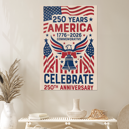 America 250 Years Poster| Matte Stretched Wall Art 1776-2026