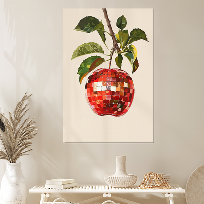 Kitchen Decor- Red Disco Apple Wall Art Poster Size 24''x36''