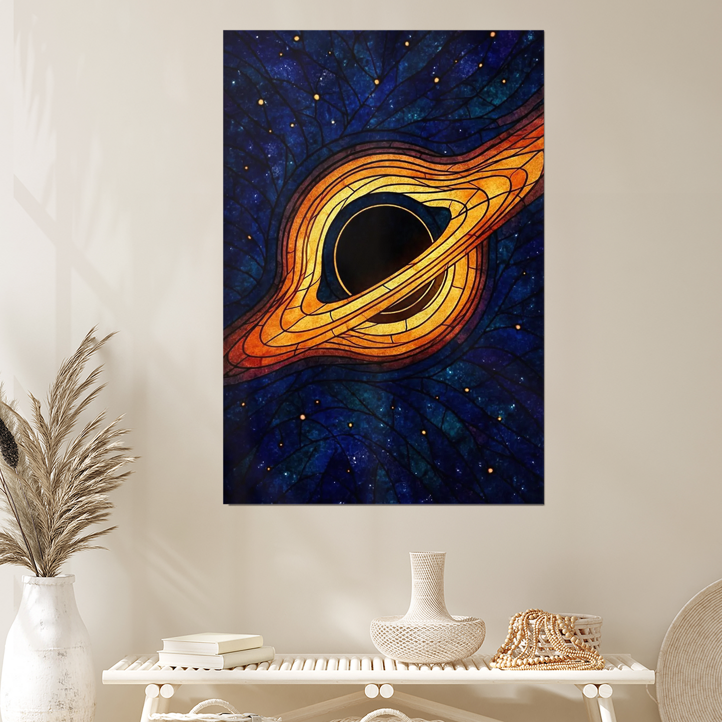 Stained Glass Black Hole Poster, Cosmic Space Wall Art Print