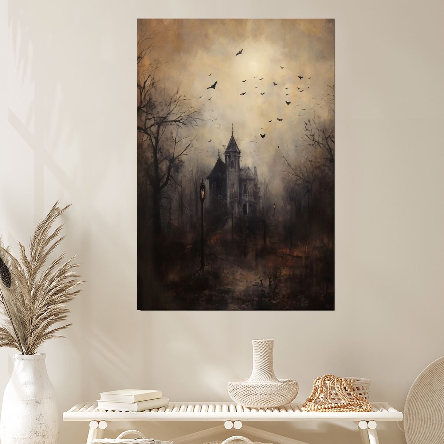 PRINTABLE Haunted House Wall Art | Gothic Victorian Mansion Print – Dark Spooky Forest | Moody Halloween Home Decor | Rustic Wall Art