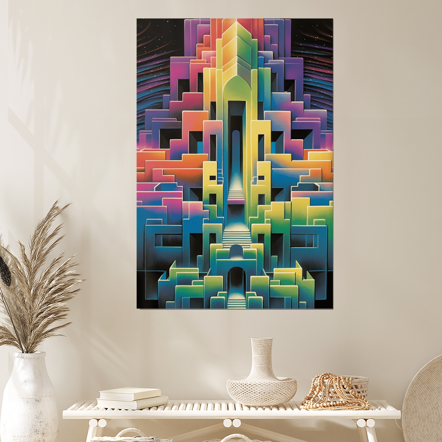 Space Dreamscape: Surreal Art Poster | Psychedelic 70s Art Print | Retro Home Decor | Interstellar Reverie | Abstract Surreal Artistry