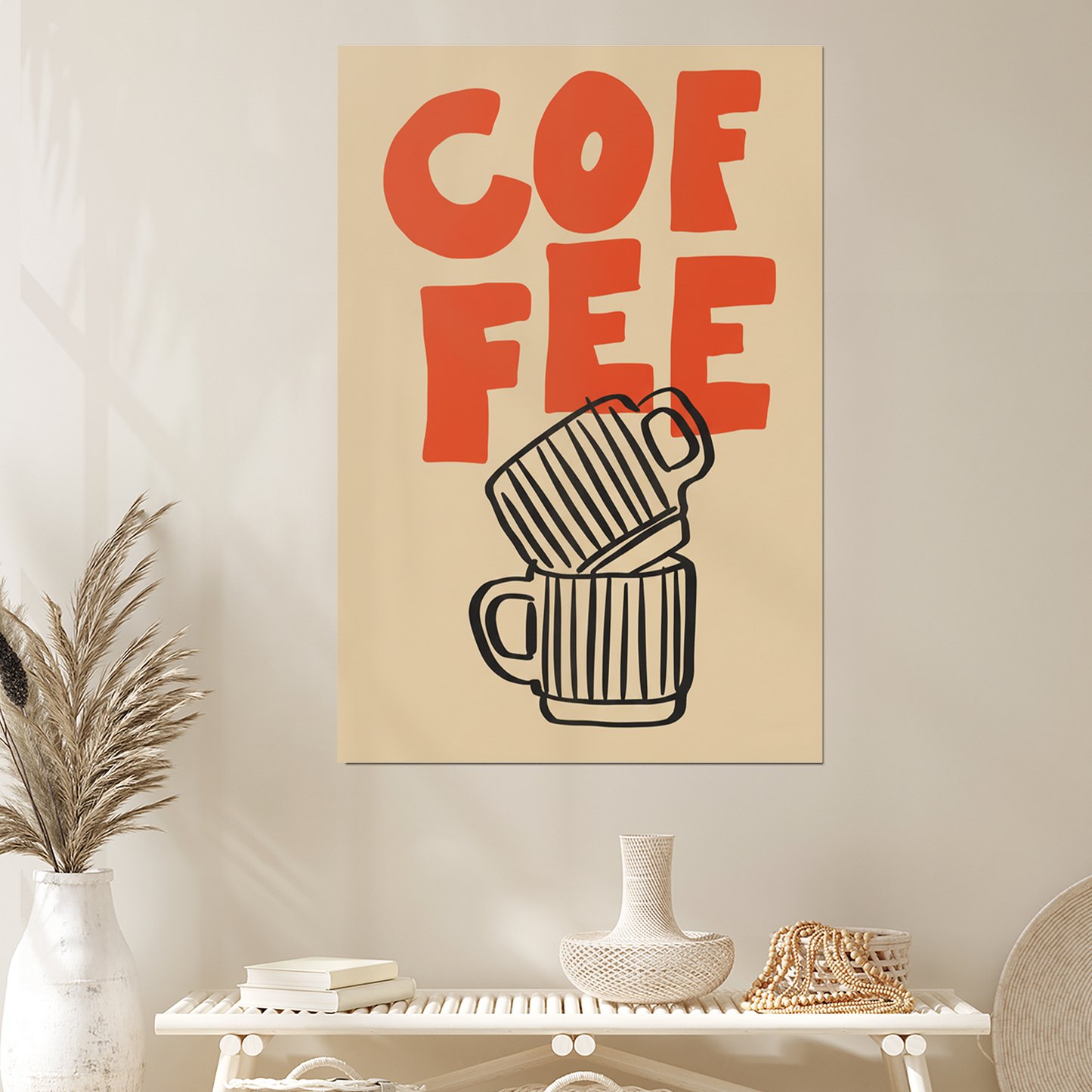 Minimalist Coffee Art Print: Modern Kitchen Typography Poster