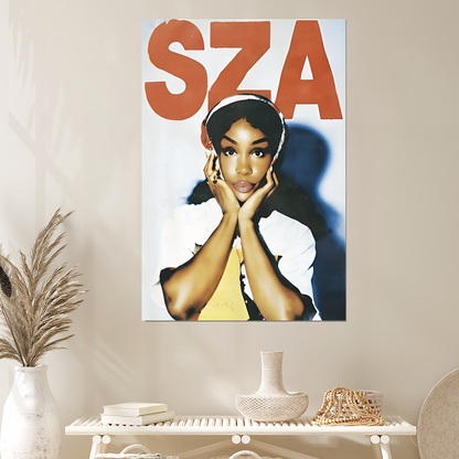 SZA Portrait with Halftone Effect Poster, One Sheet Wall Size 24''x36''