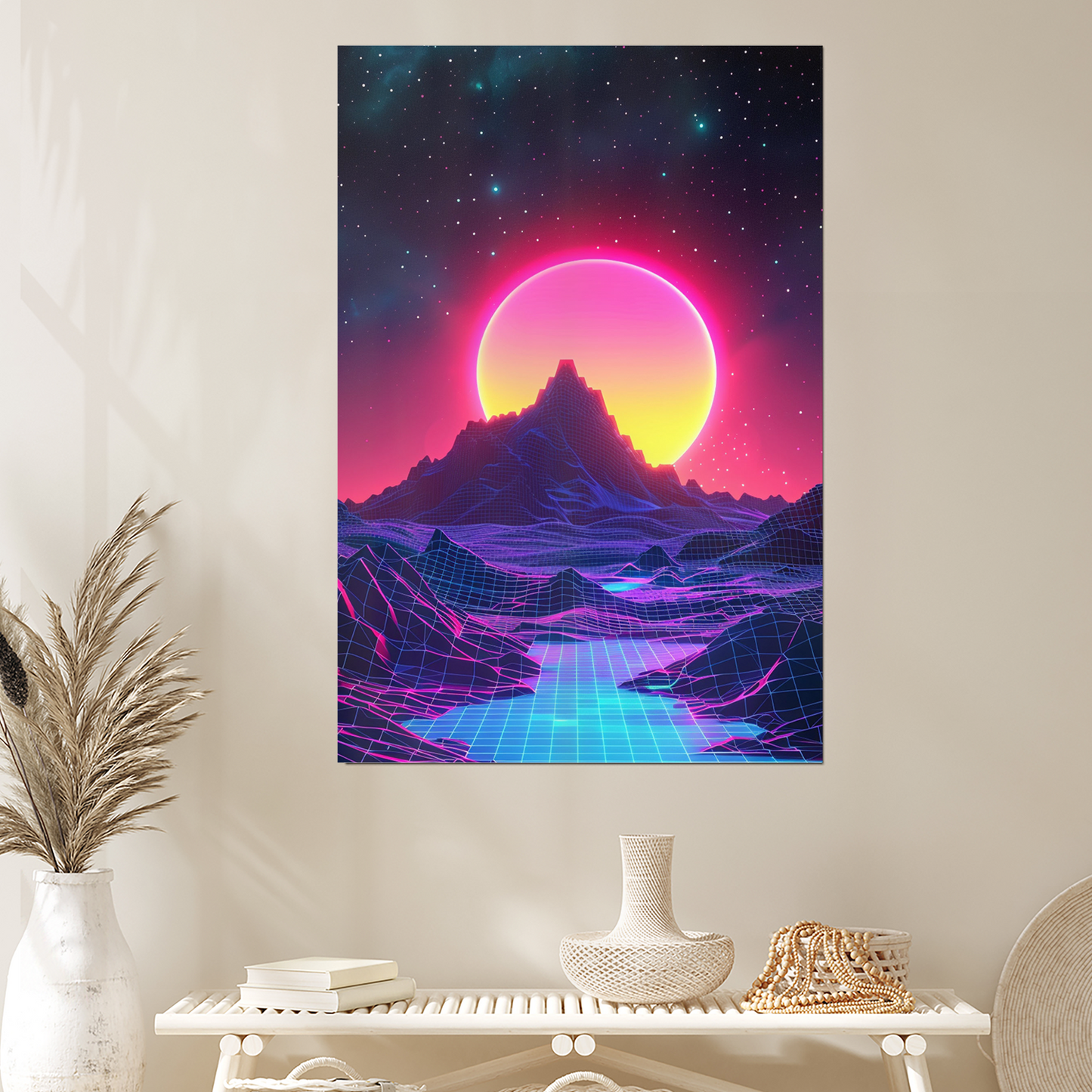 Retro Wave Blue and Purple Vibrant Color Tones Poster
