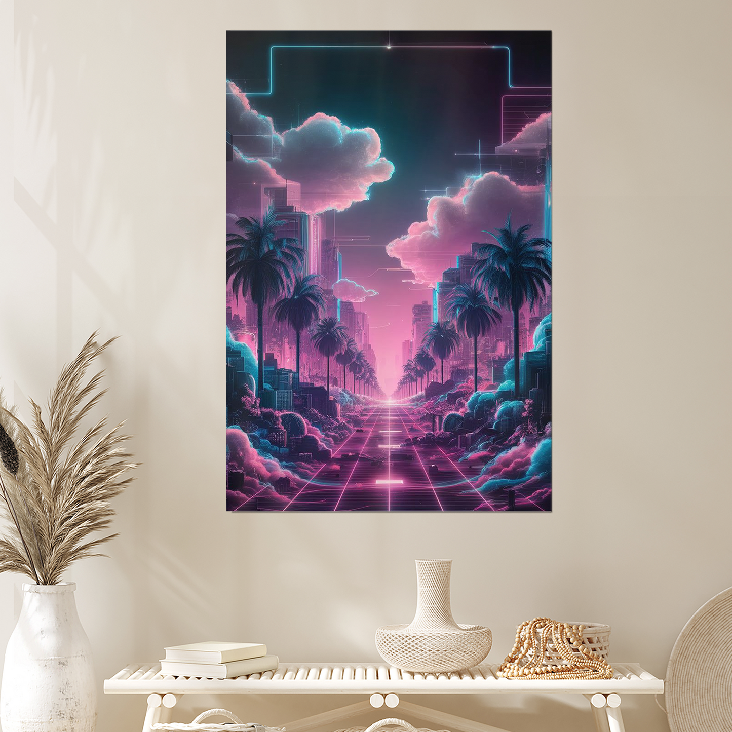 Neon Dreamscape: A Vaporwave Fantasy Poster