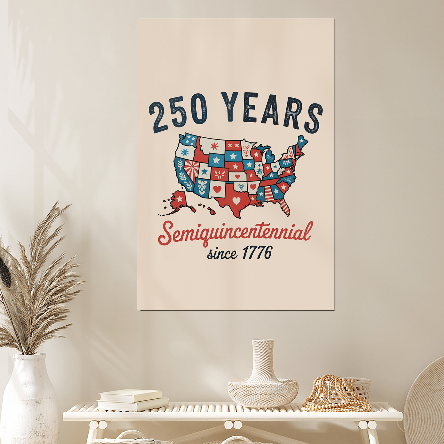 4th of July USA Patriotic Welcome Sign, America 250th Anniversary Party Poster