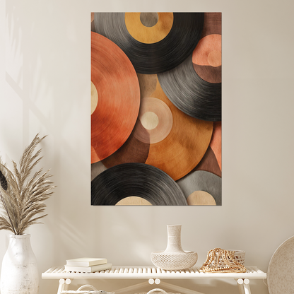 Abstract Vinyl Record Wall Art, Retro Circle Poster, Mid Century Modern Music Print, Geometric Vinyl Decor