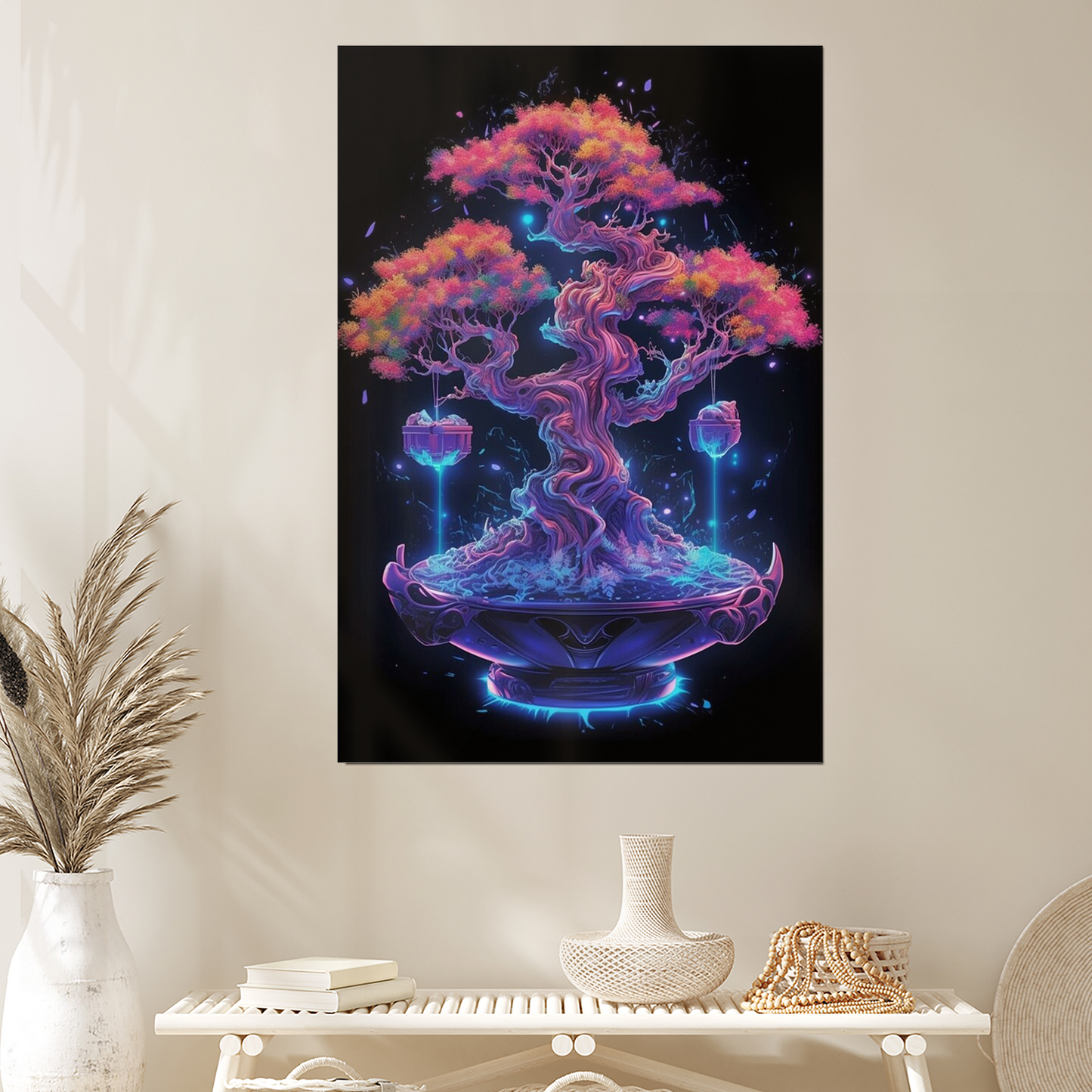 Futuristic Bonsai Tree Wall Art, Home Decor Poster