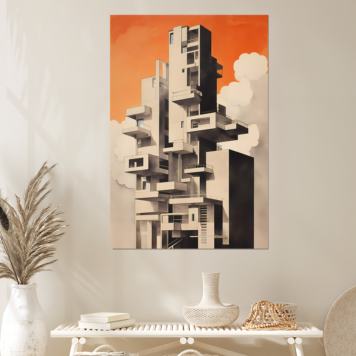 Abstract Wall Art | Brutalist Architecture Print | Vintage Minimalist Design | Minimal Illustration | Light And Shade | Retro Brutalism Art