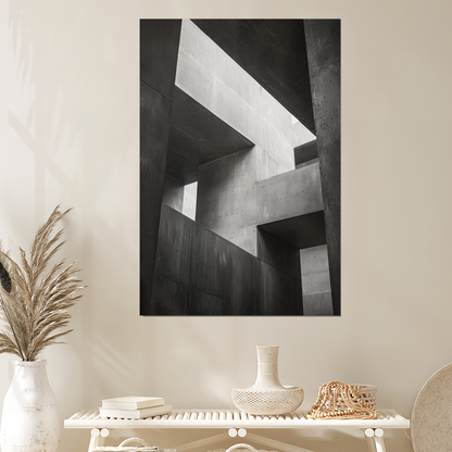 Brutalist Architecture Print: Abstract Concrete Interior, Geometric Art