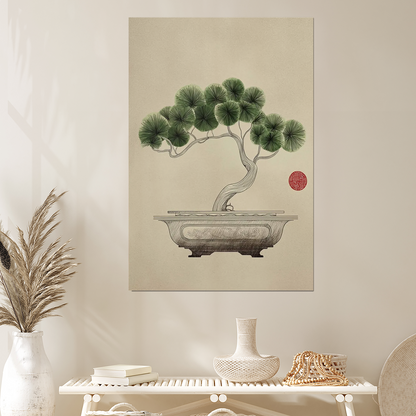 Bonsai Tree Poster, Japanese Wall Art Print, Zen Minimalist Decor, Tranquil Nature Meditation Home Print