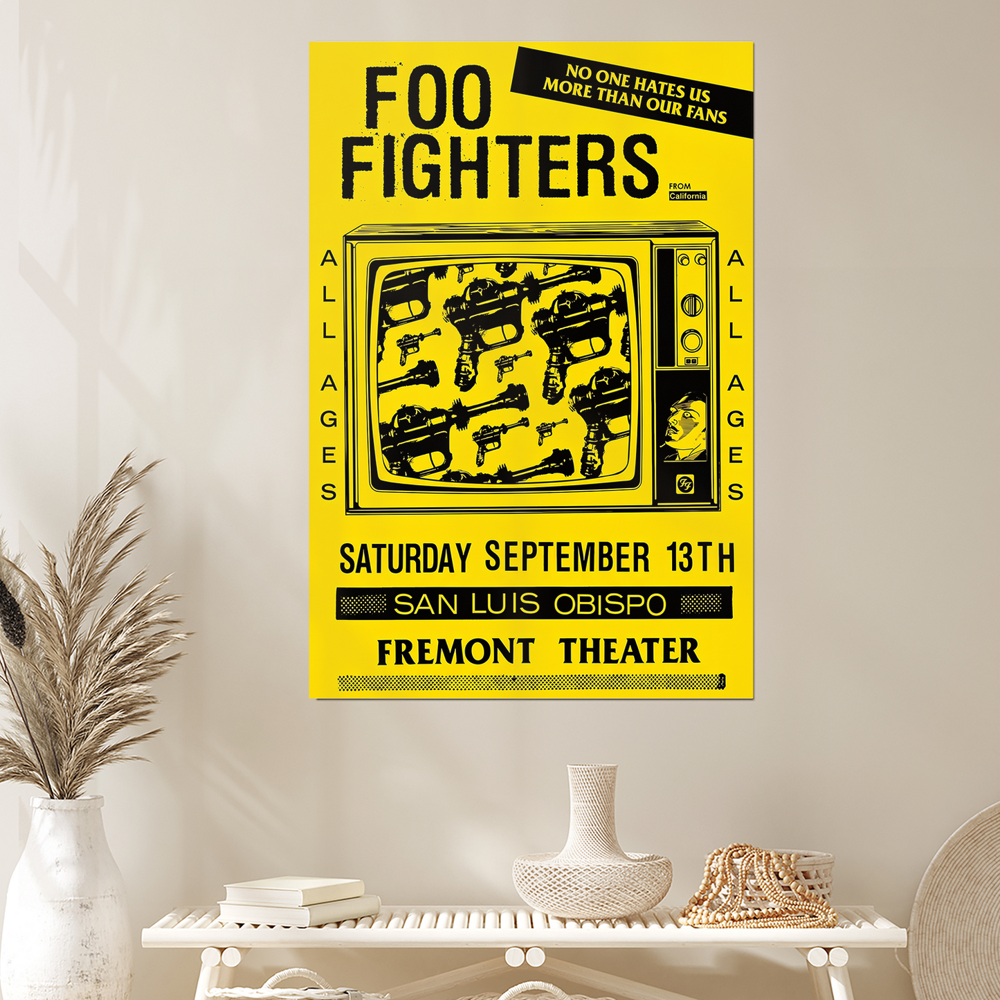 Foo Fighters September 13th 2025 San Luis Obispo Fremont Theater Poster Yellow Size 24''x36''
