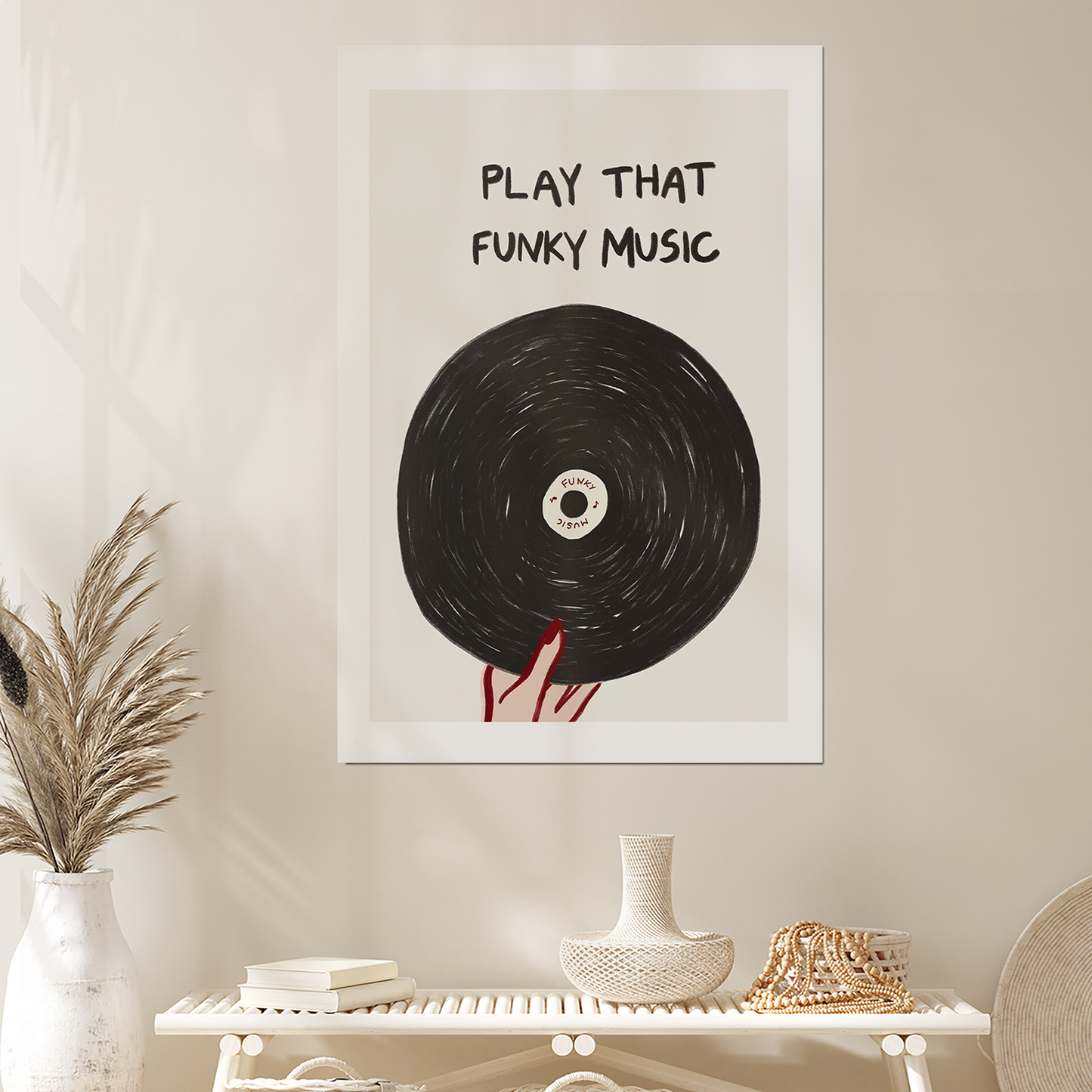 Play That Music Wall Art, Retro Vinyl Poster, Retro Record Print, Music Wall Art, Record Player Art Print, Groovy Music Print