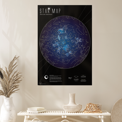 Glow In The Dark Constellation Star Map Poster – Educational Bedroom Decor