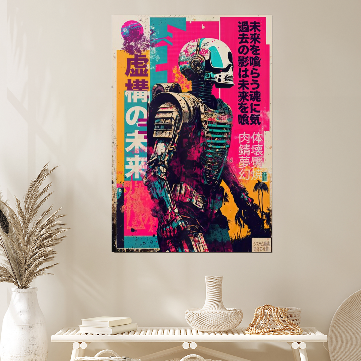 Cyberpunk Neon - Japanese Robot Poster