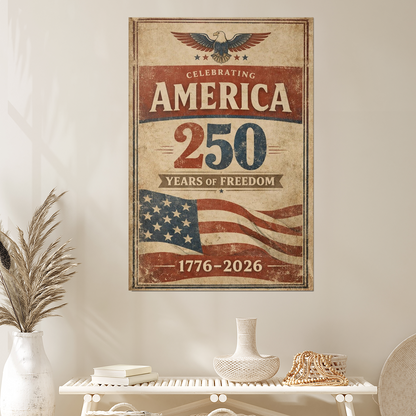 America 250 Years Poster | Framed Vertical Poster, 1776-2026 Patriotic Wall Art
