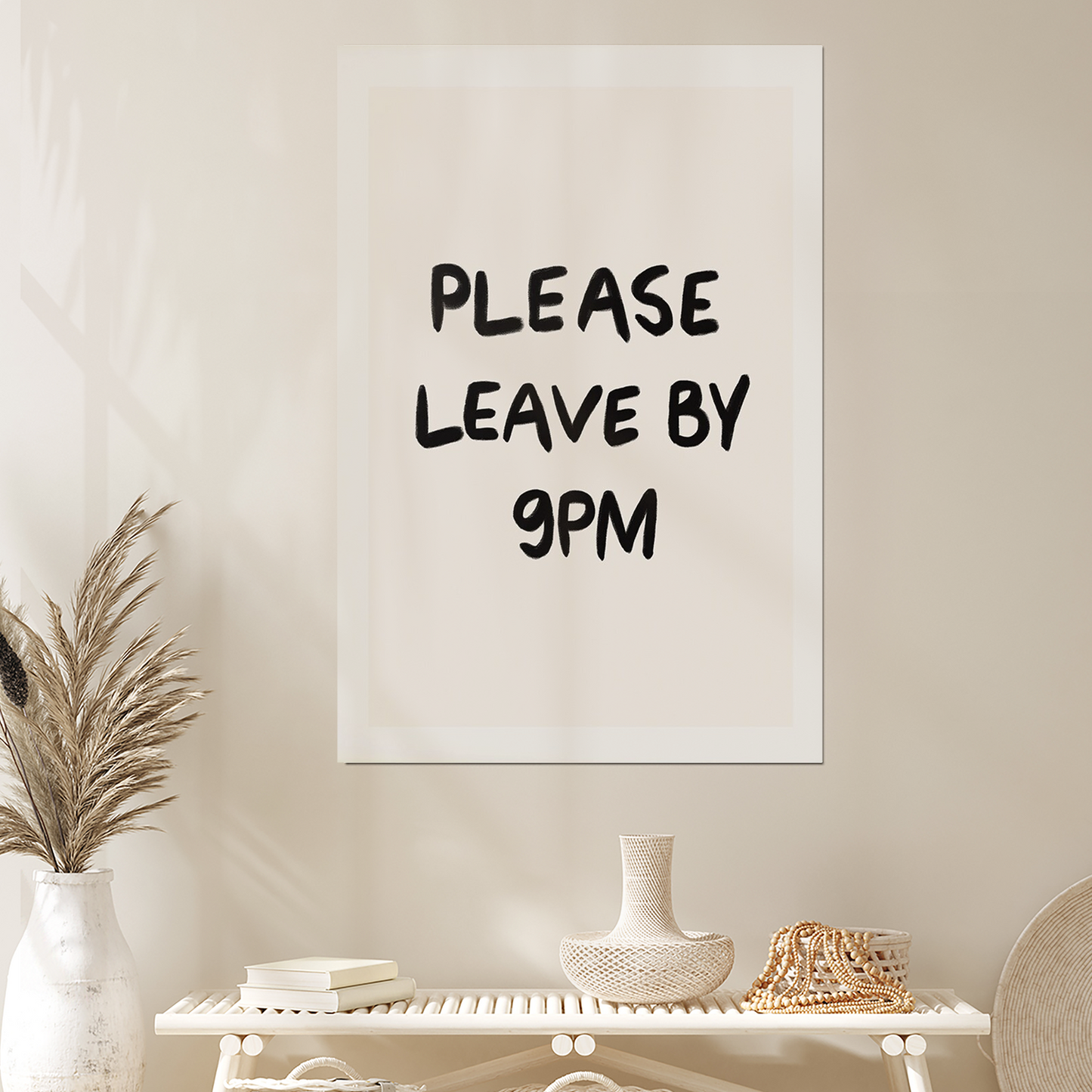 Please Leave By 9PM Wall Art, Typography Wall Art, Funny Quote Print, Modern Living Room Art, Trendy Dorm Room Poster, Guest Check Print