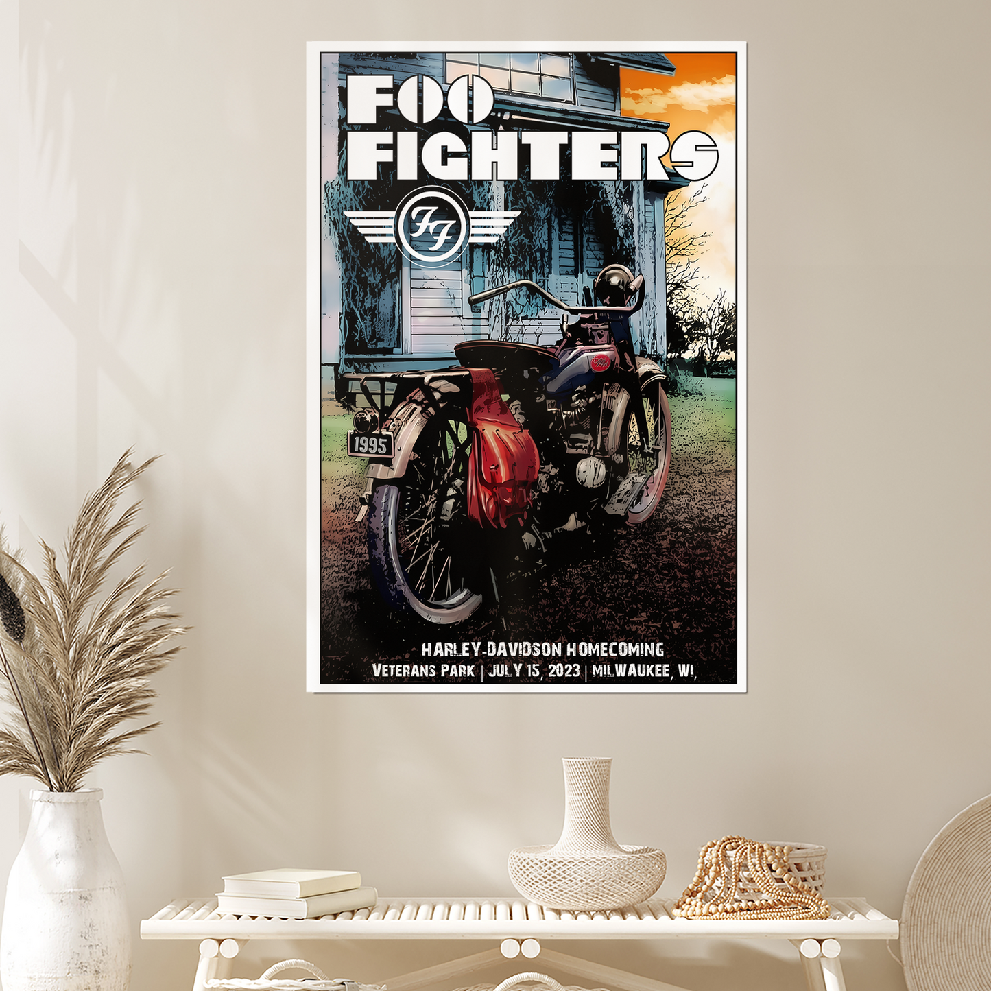 Foo Fighters Harley Davidson Concert Poster Signed By Scott James Limited Size 24''x36''