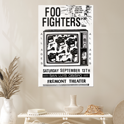 Foo Fighters September 13th 2025 San Luis Obispo Fremont Theater Music Poster Black White Size 24''x36''