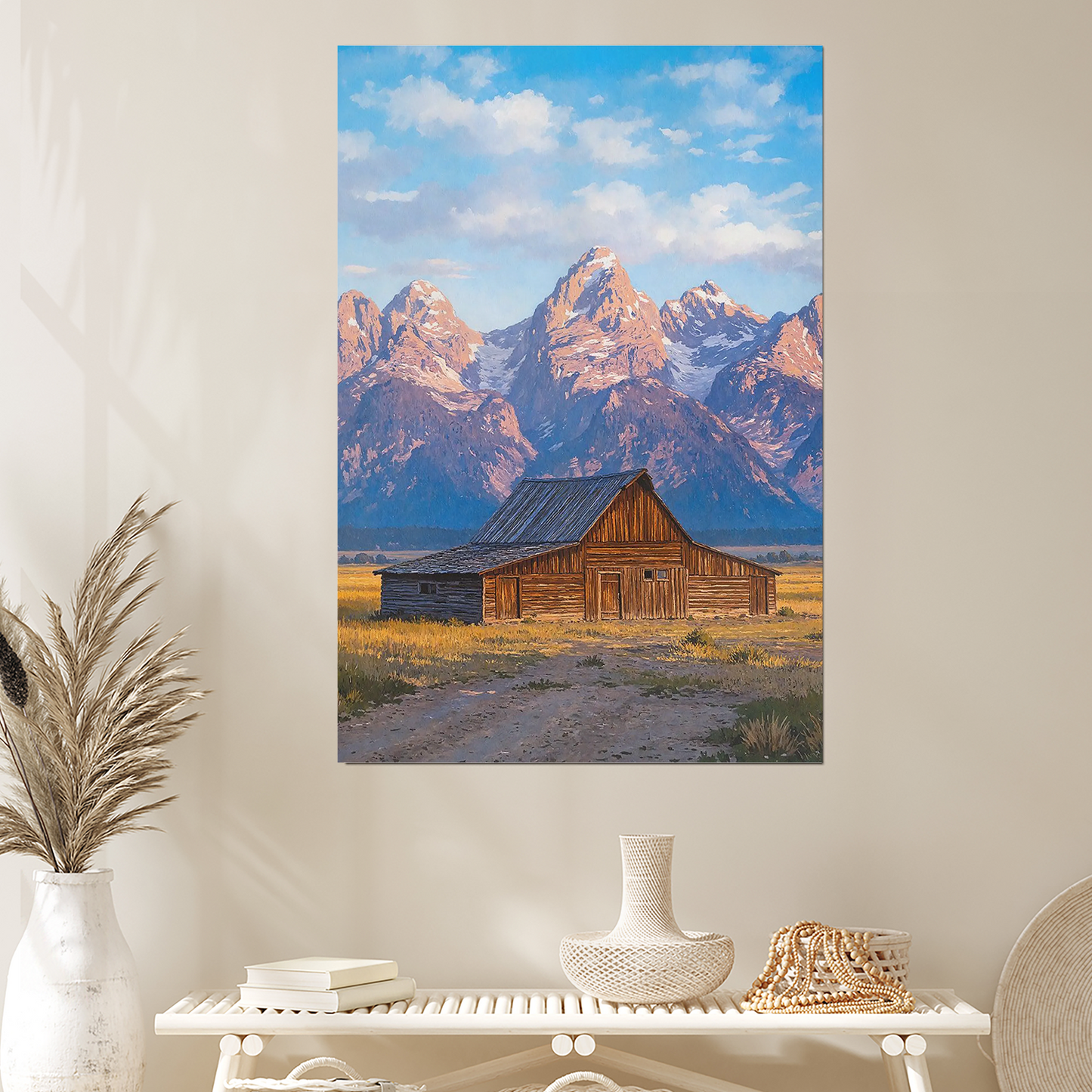 Jackson Hole Travel Poster: Grand Teton National Park Moulton Barn Painted Art Print